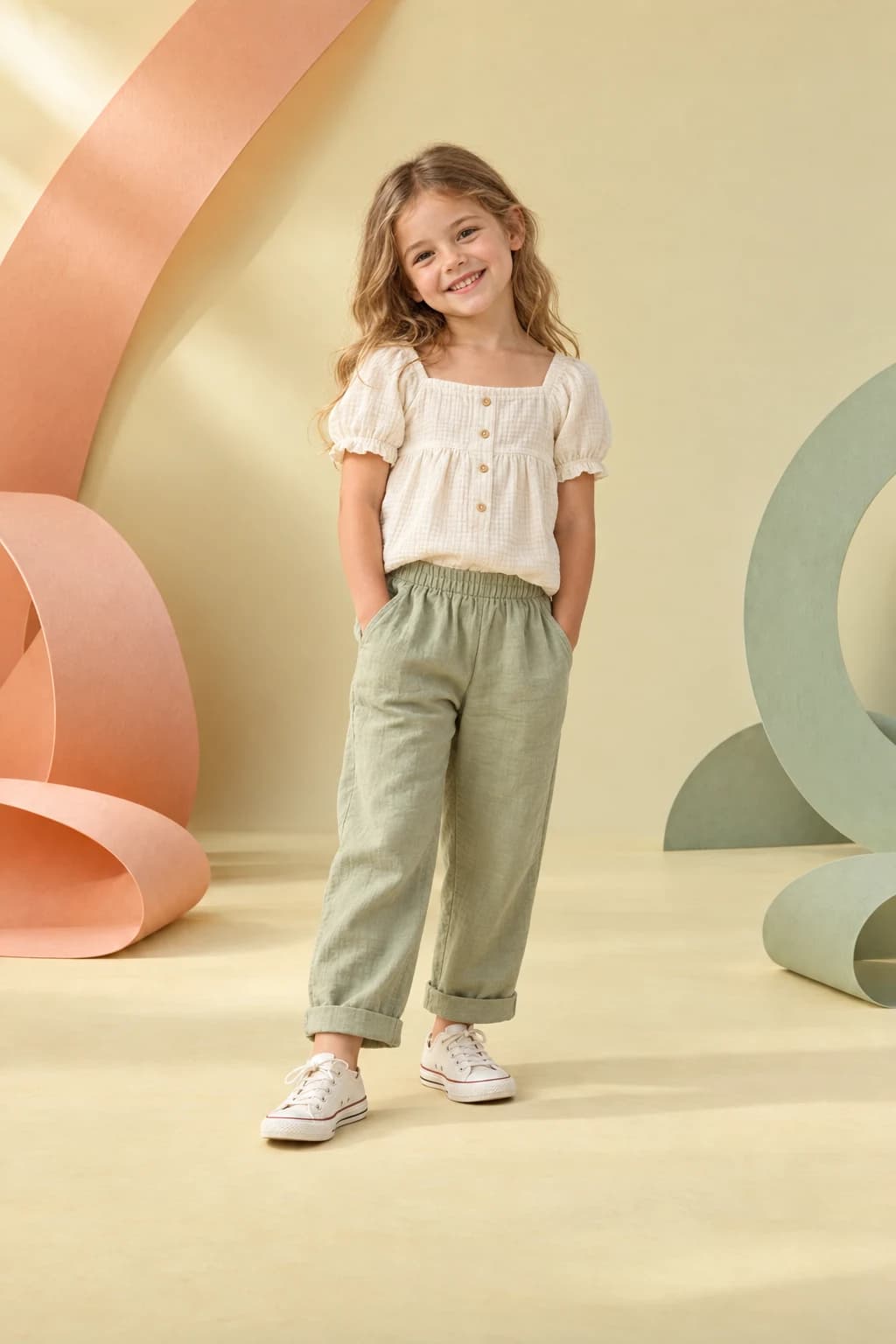 A playful place to be yourself: portrait example using an included background