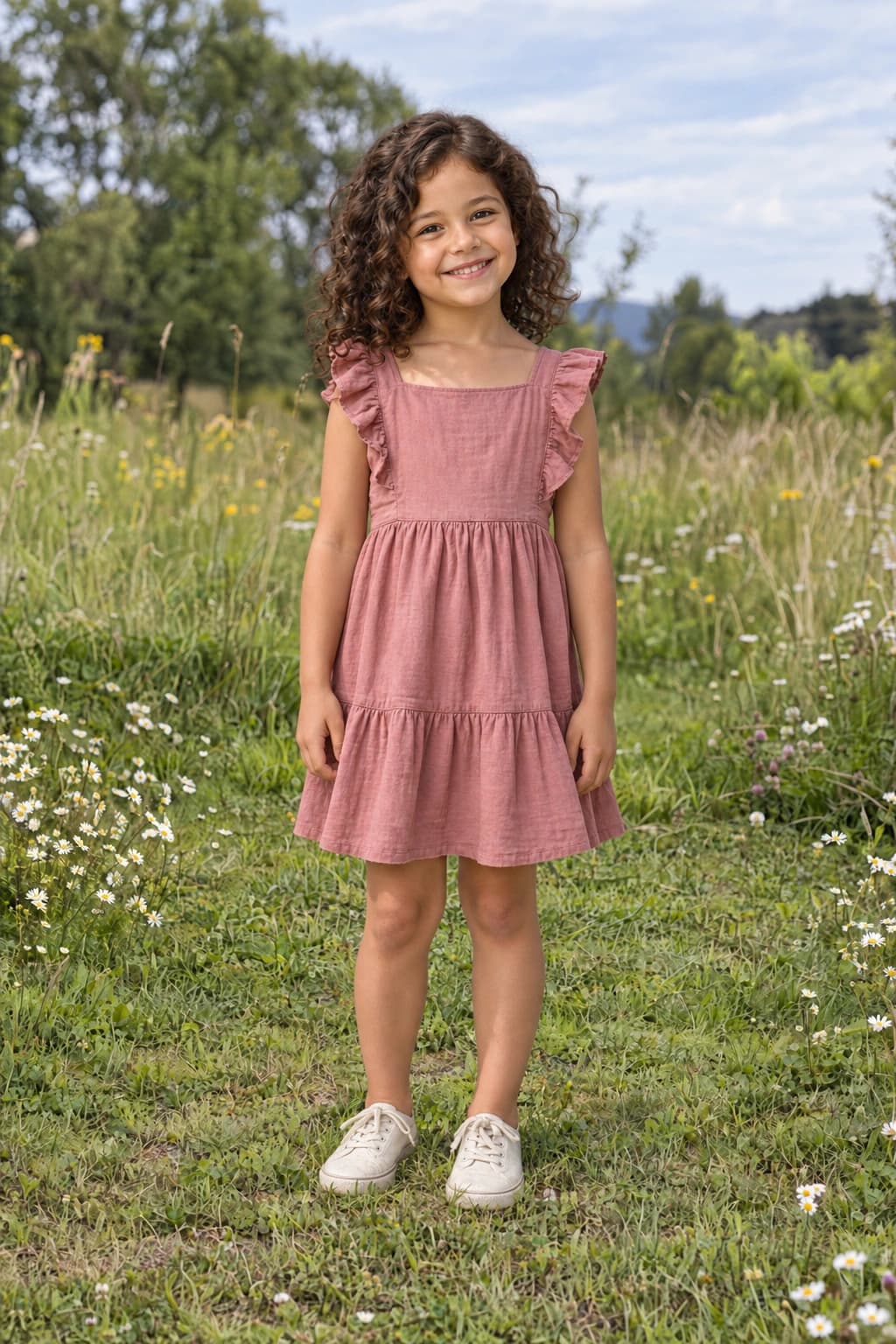 A meadow for a child portrait: AI-assisted example using a collection texture as reference