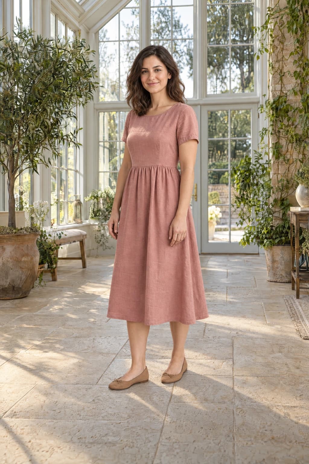 Window light for an adult portrait: AI-assisted example using a collection texture as reference