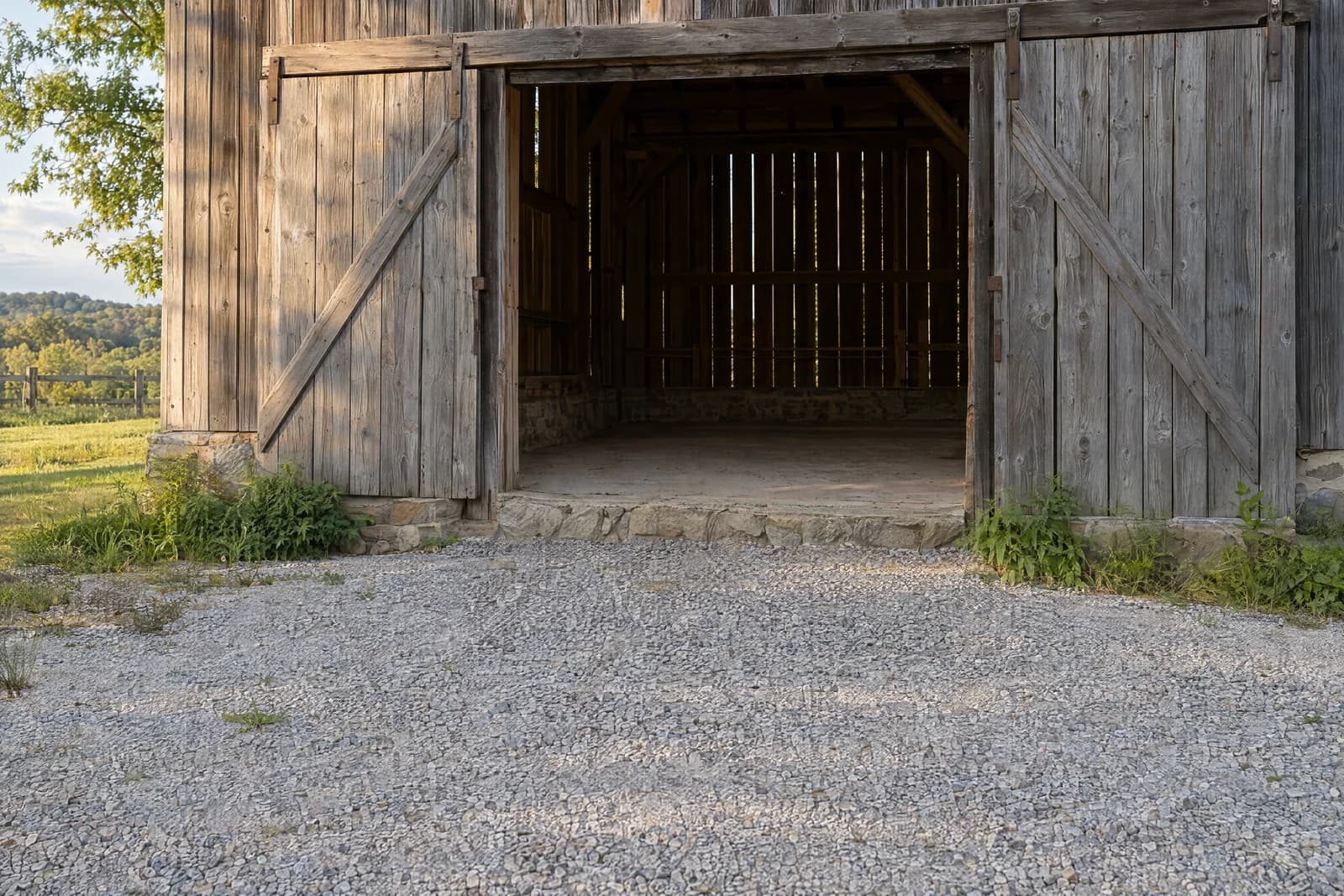 Weathered barn doorway — empty photographic background