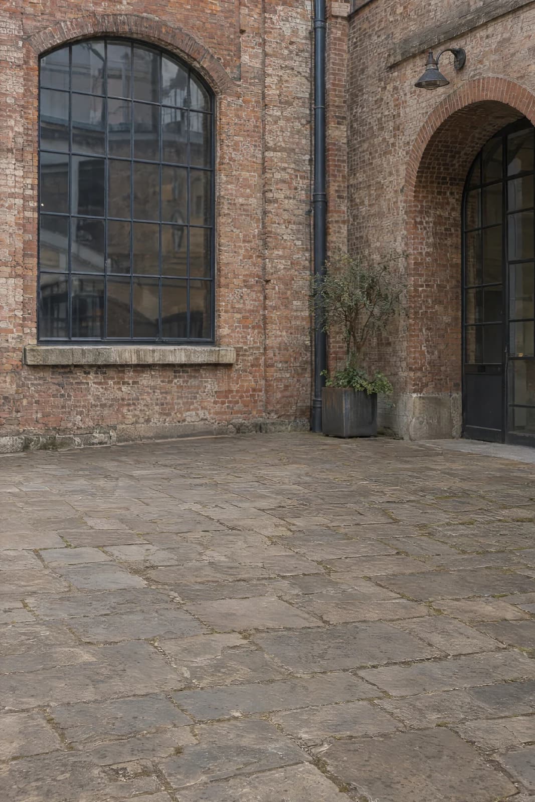 Old brick courtyard — empty photographic background